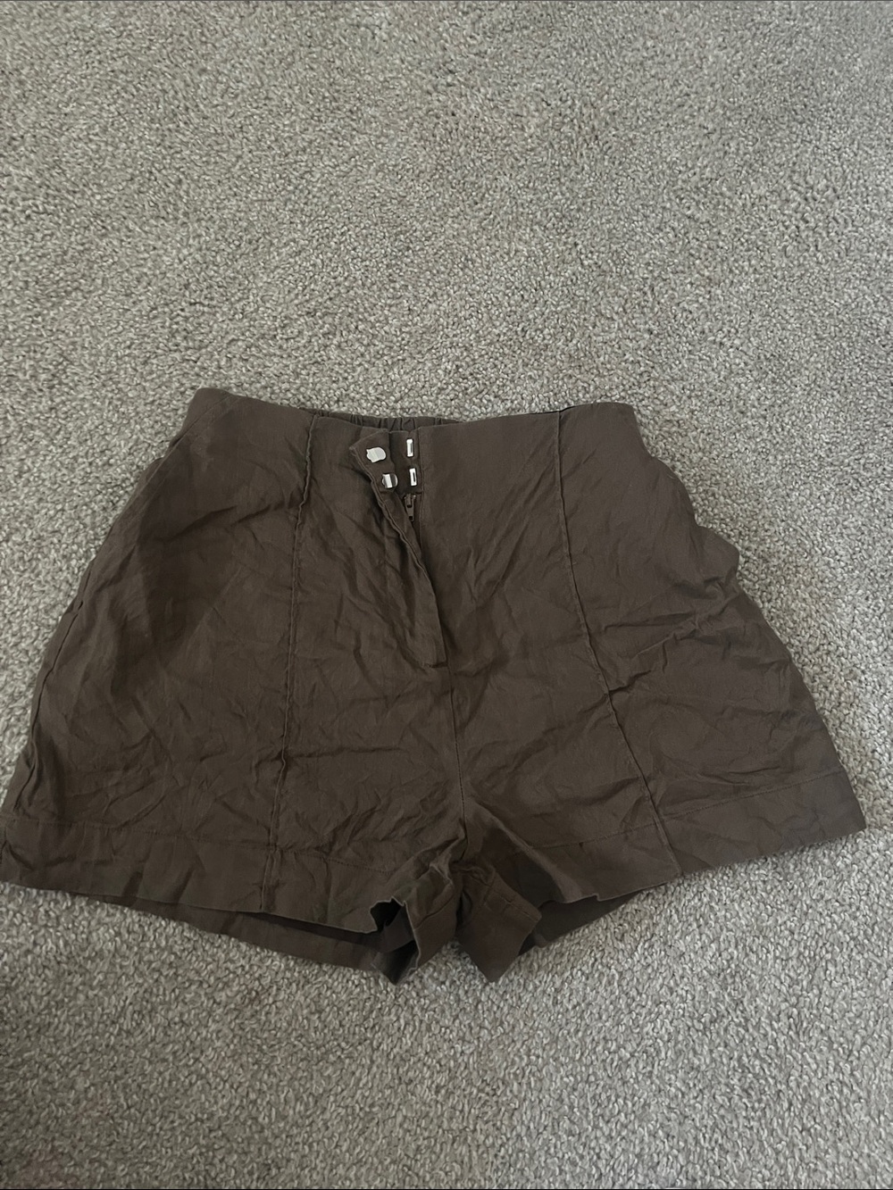 DISSH Sloan Coco Linen Blend Shorts in Brown